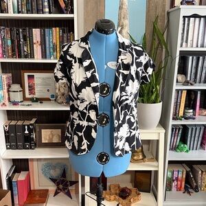 Floral Black and White Women's Jacket